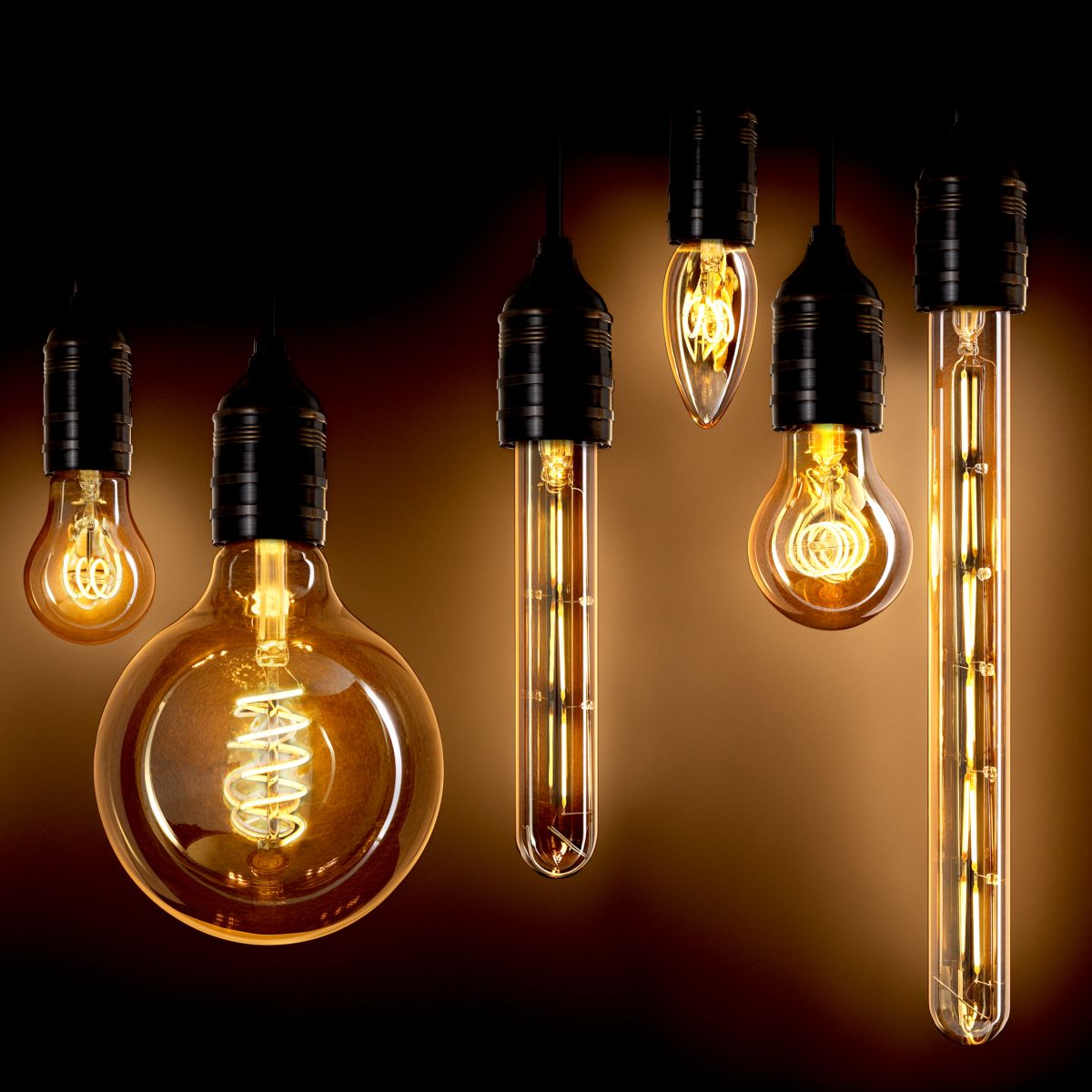 LED-Leuchtmittel Goldline Tubular 6W E27 set of 4