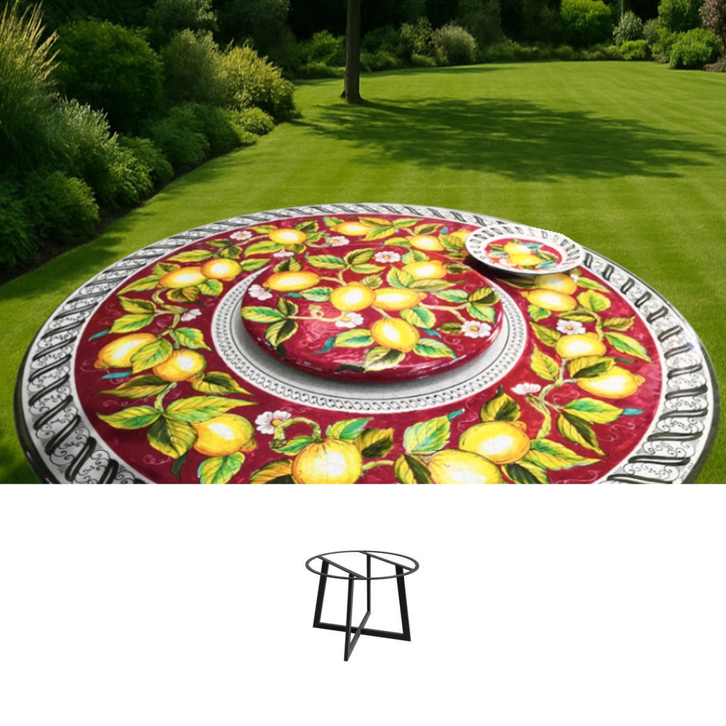 Gartentisch Limoni fascia rossa, Ø 150 cm mit Untergestell Life-C D130