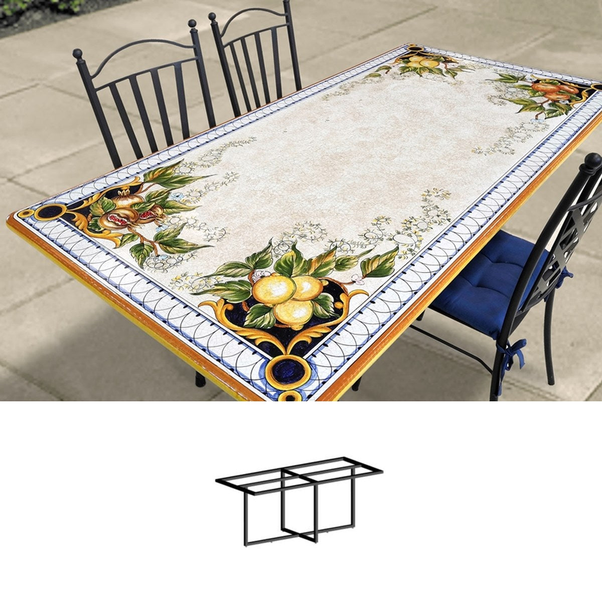 Gartentisch Patio, 180 × 90 cm mit Untergestell Biquadro 160x60