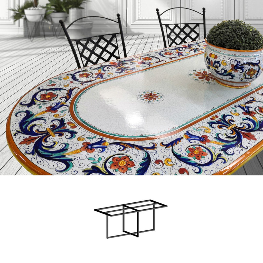 Gartentisch oval Ricco Deruta, 200 × 100 cm mit Untergestell Biquadro 180x80